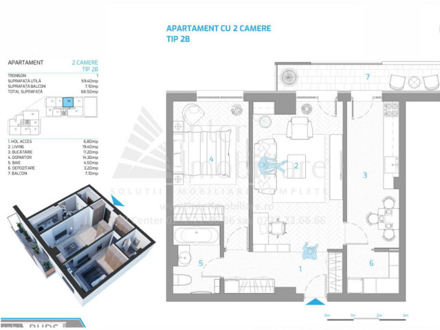 Podu Ros apartament  66 mp, 2 camere,  decomandat, de vanzare,  (Nicolina-Rond Vechi) 152374