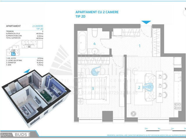 2 camere,  semidecomandat,  49 mp, de vanzare apartament nou in zona Podu Ros,  (Nicolina-Rond Vechi) 152373