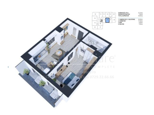 1 camera,  decomandat,  50 mp, de vanzare apartament nou in zona Nicolina,  (Nicolina-Rond Vechi) 153208